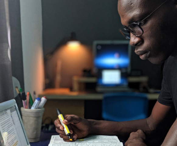 Young man studying